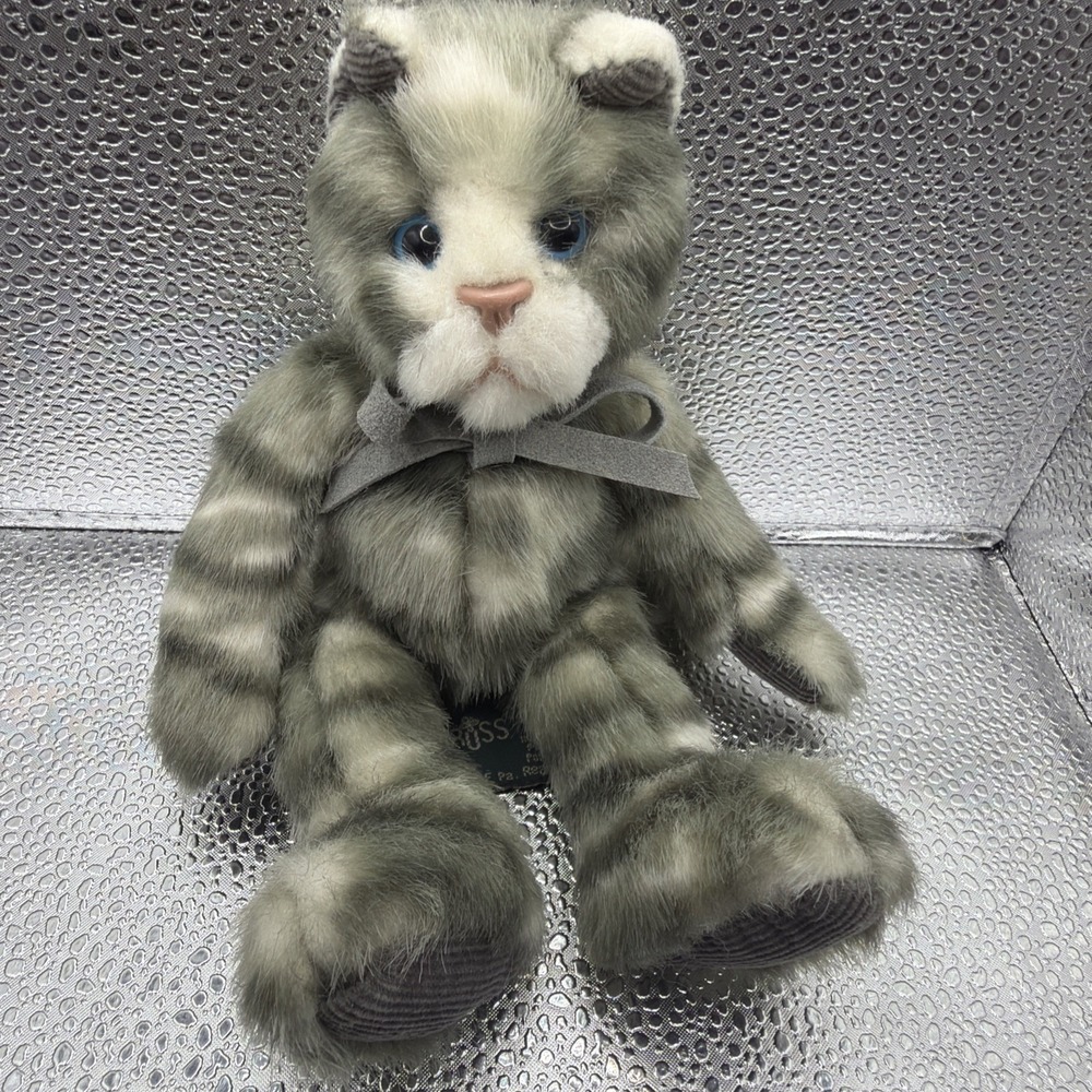 Vintage‎ Russ Berrie Plush Cat Tabatha Grey Striped Tabby Cat Plush 9"